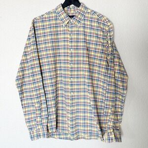 Ralph Lauren‎ Yellow Plaid Button Down Shirt Mens XL Long Sleeve Preppy Casual